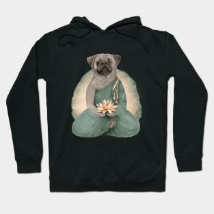 meditating pug with lotus flower 3 Hoodie